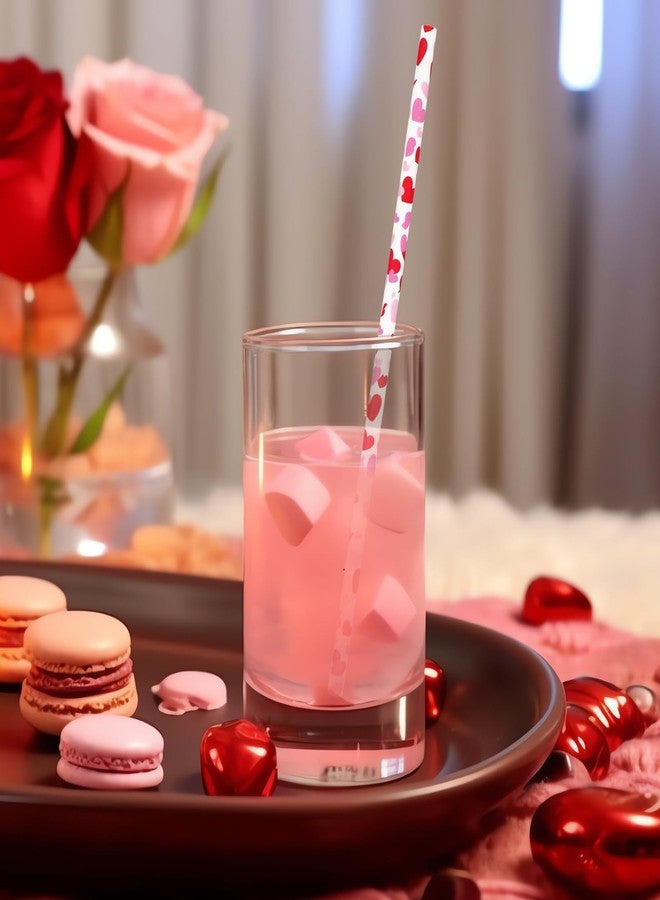JarThenaAMCS 200Pcs Valentine Paper Straws Red Pink Love Heart Disposable Drinking Straws For Wedding Birthday Biral Shower Party Supplies - Image 4